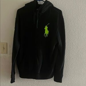 Polo Ralph Lauren Black Hoodie with Neon Green Emblem